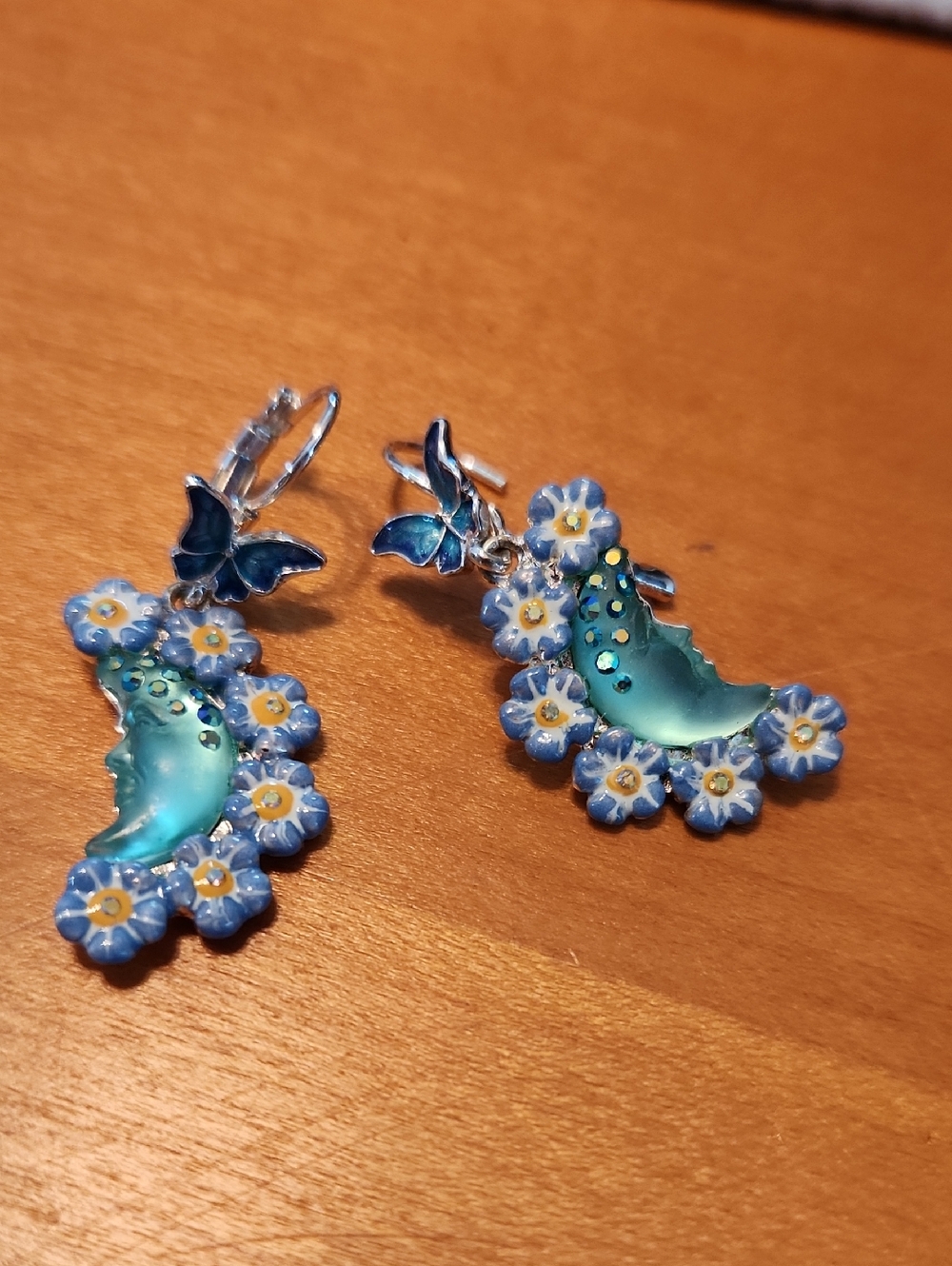 Kirks Folly Forget Me Not Crescent Moon Drop Earrings - Women's Jewelry